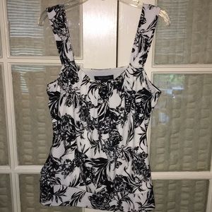 WHBM black and white lines tank top size small
